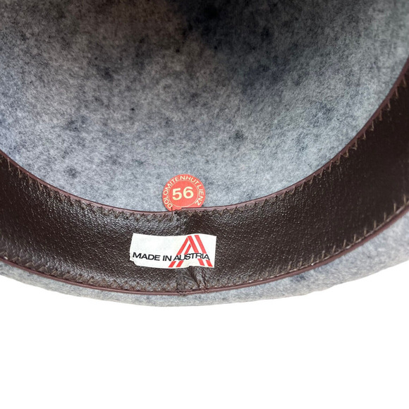 Dolomiten Lienz Hat Wool Gray Green Woven Detail Men Sz 21 in Made in Austria - Picture 6 of 6